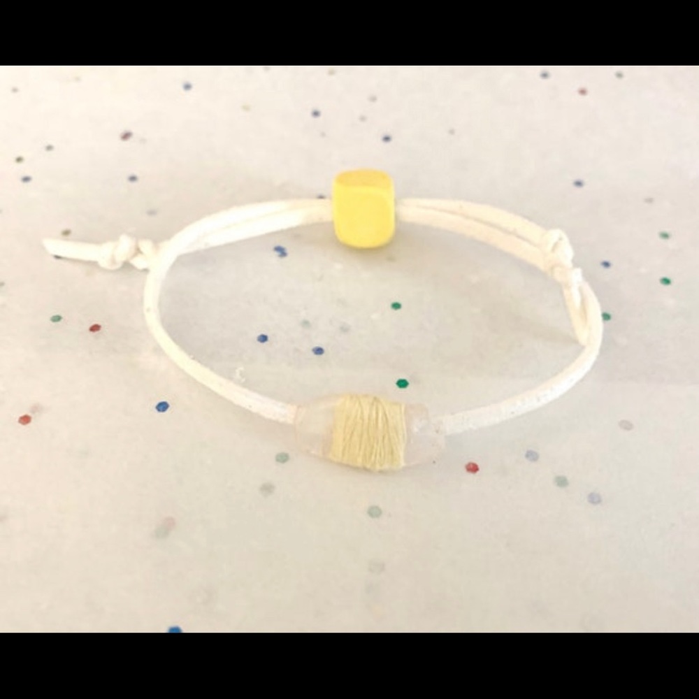 Children’s soft leather cording bracelet with small Selenite stone.